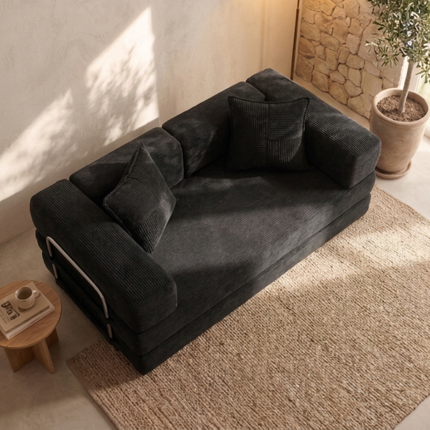 ELYROA One Corduroy Sofa Bed - Midnight Black