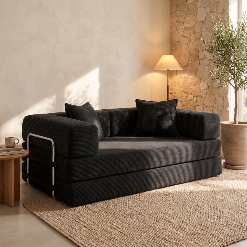 ELYROA One Corduroy Sofa Bed - Midnight Black