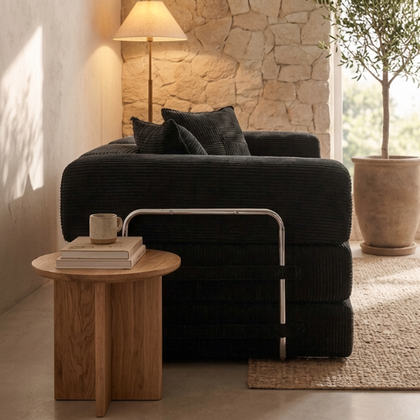 ELYROA One Corduroy Sofa Bed - Midnight Black