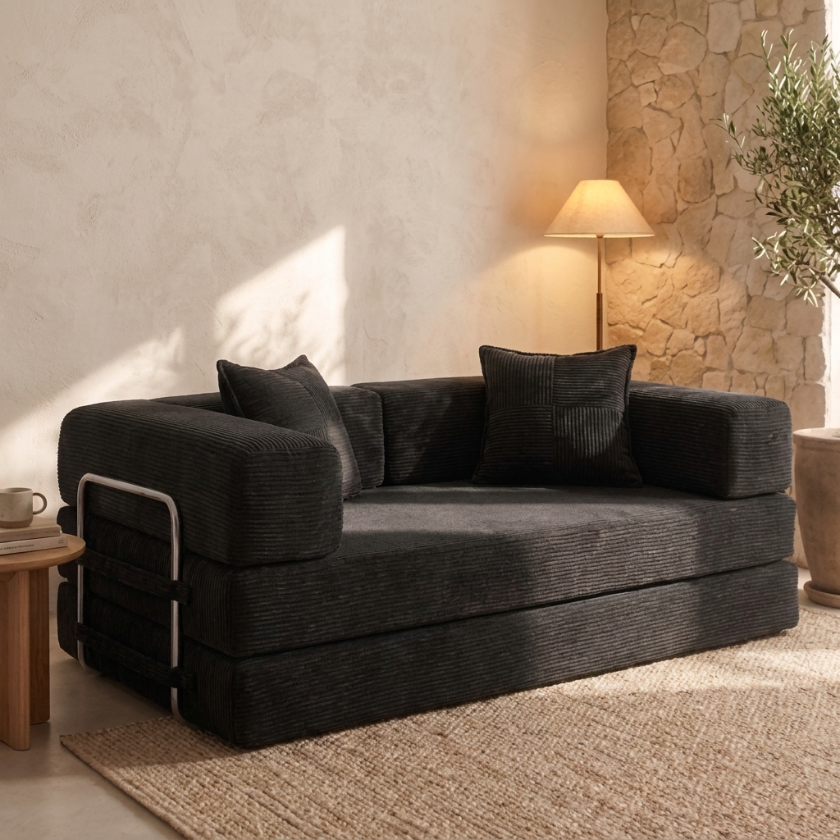 ELYROA One Corduroy Sofa Bed - Midnight Black
