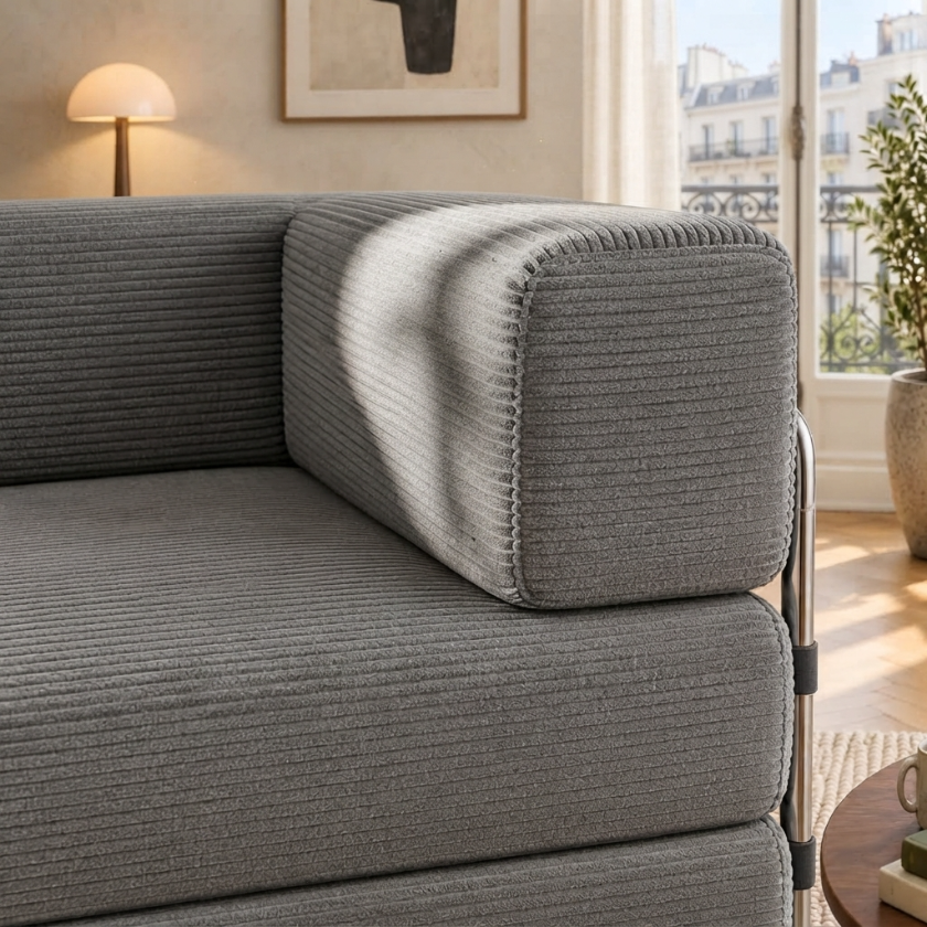 ELYROA One XL Corduroy Sofa Bed - Charcoal Grey