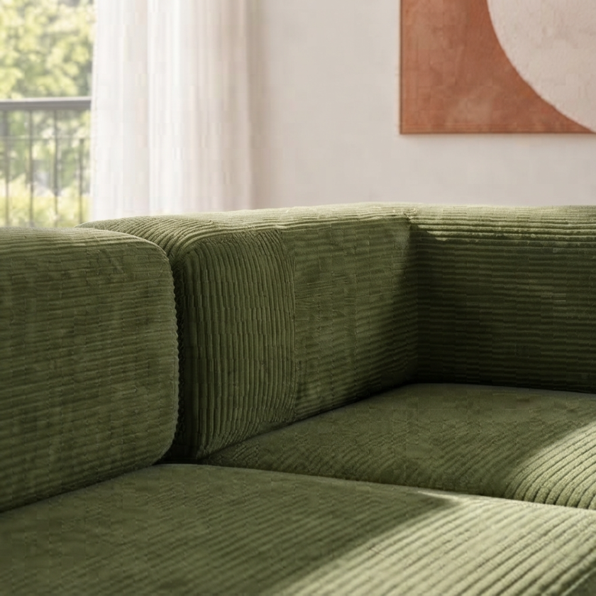 ELYROA One XL Corduroy Sofa Bed - Moss Green