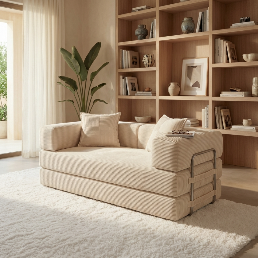 ELYROA One Corduroy Sofa Bed - Oat Cream