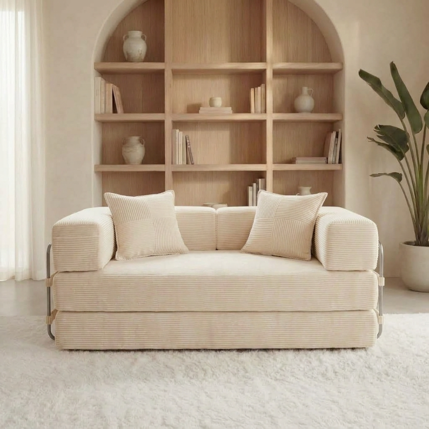 ELYROA One Corduroy Sofa Bed - Oat Cream