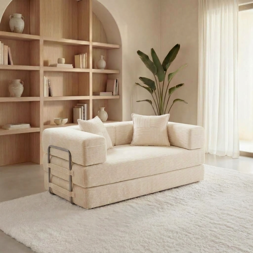 ELYROA One Corduroy Sofa Bed - Oat Cream