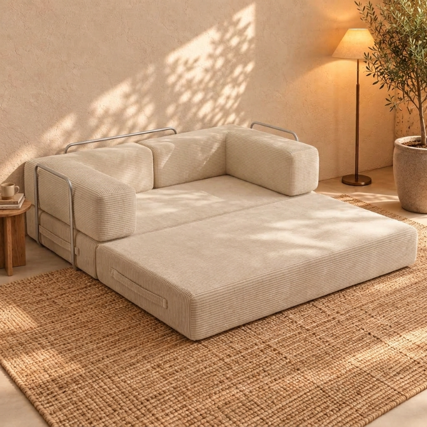 ELYROA One Corduroy Sofa Bed - Oat Cream