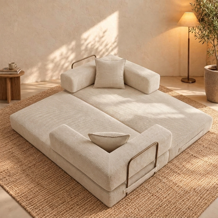 ELYROA One Corduroy Sofa Bed - Oat Cream
