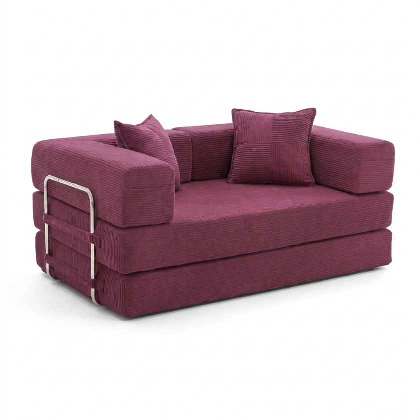 ELYROA One Corduroy Sofa Bed – Deep Cherry