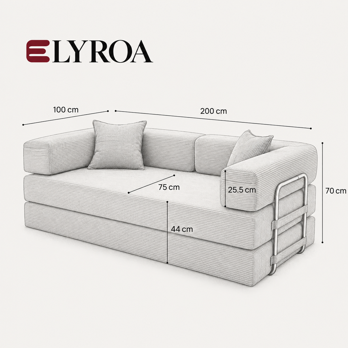 ELYROA One XL Corduroy Sofa Bed - Oat Cream