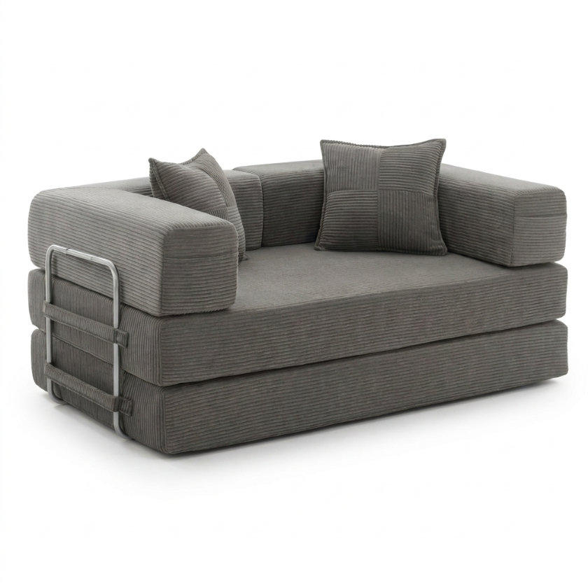 ELYROA One Corduroy Sofa Bed - Charcoal Grey