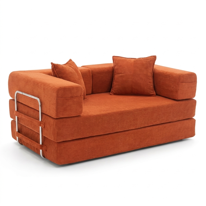 ELYROA One Corduroy Sofa Bed - Burnt Orange