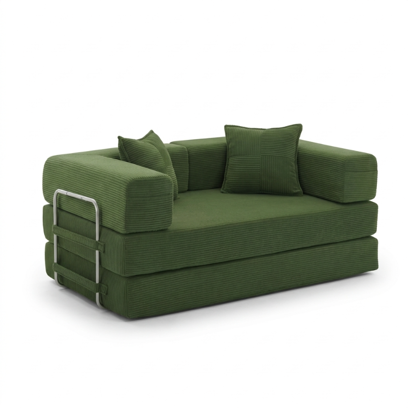 ELYROA One Corduroy Sofa Bed - Moss Green