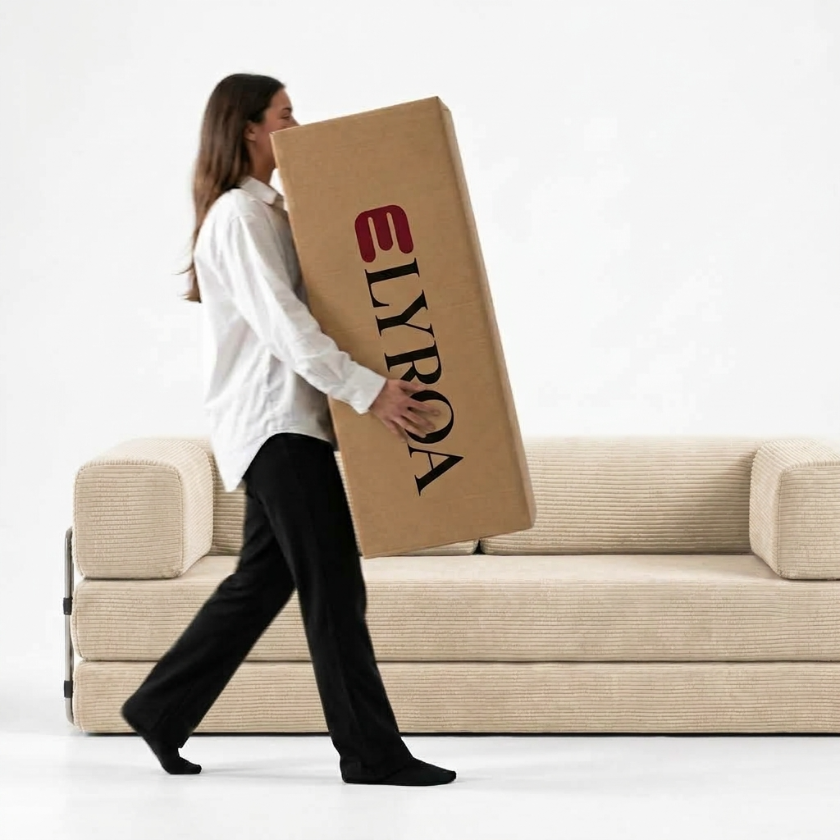 ELYROA One XL Corduroy Sofa Bed - Oat Cream