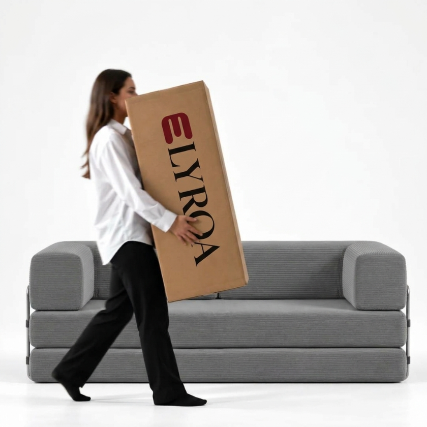 ELYROA One XL Corduroy Sofa Bed - Charcoal Grey