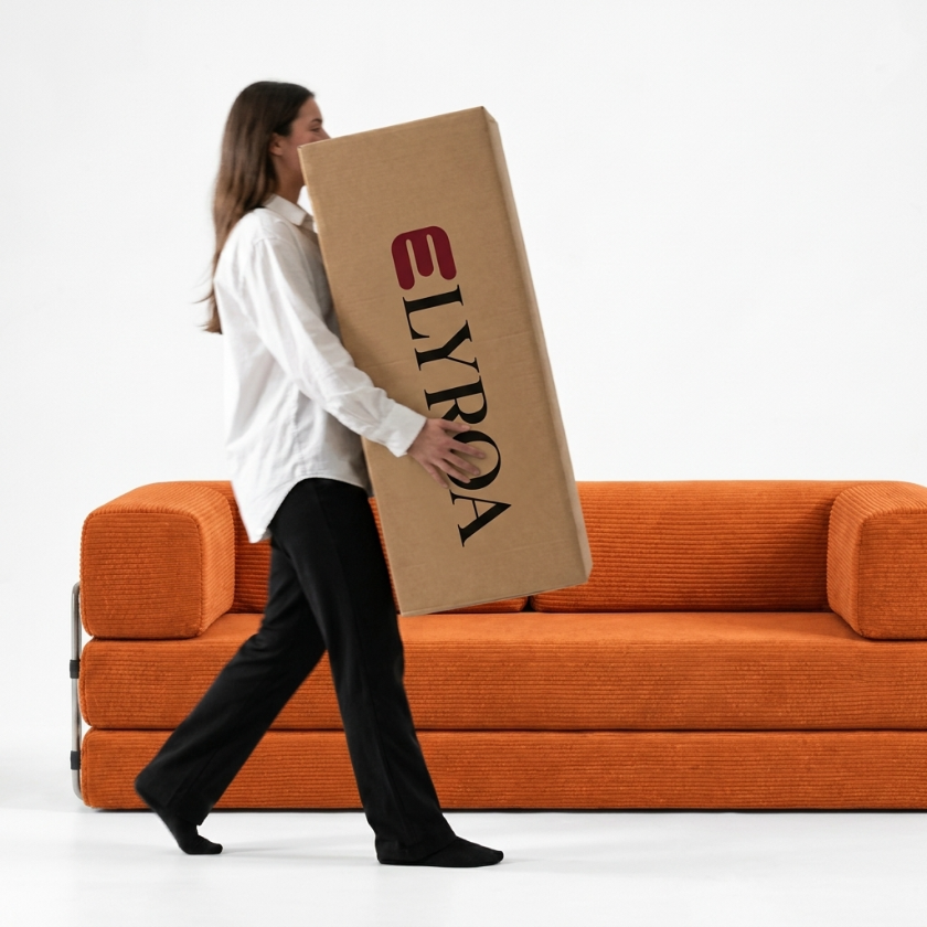 ELYROA One XL Corduroy Sofa Bed - Burnt Orange