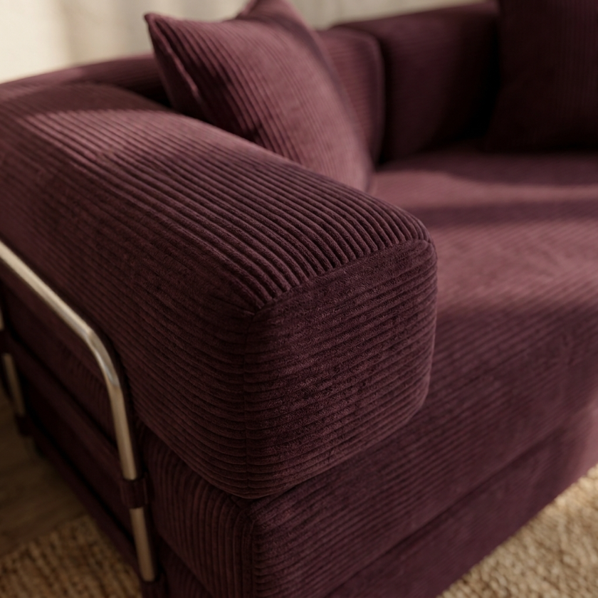 ELYROA One Corduroy Sofa Bed – Deep Cherry