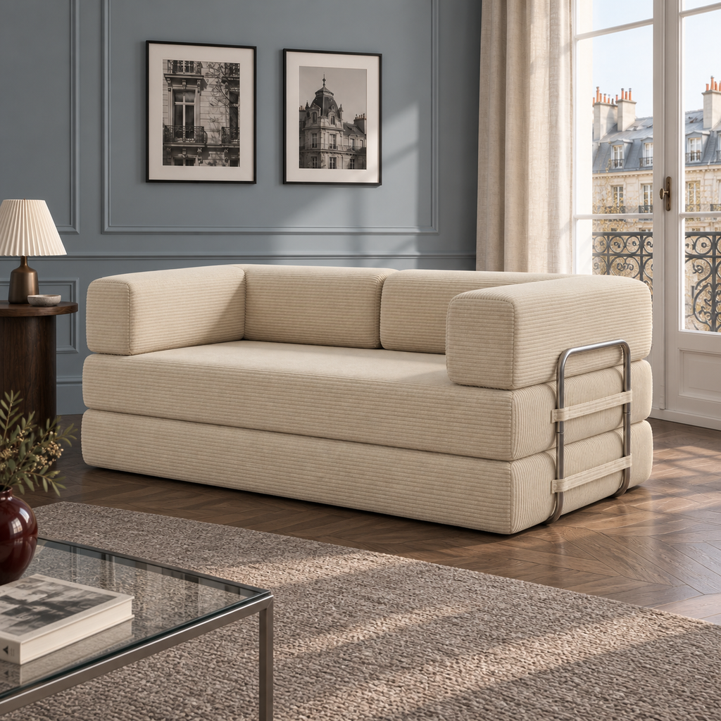 ELYROA One XL Corduroy Sofa Bed - Oat Cream