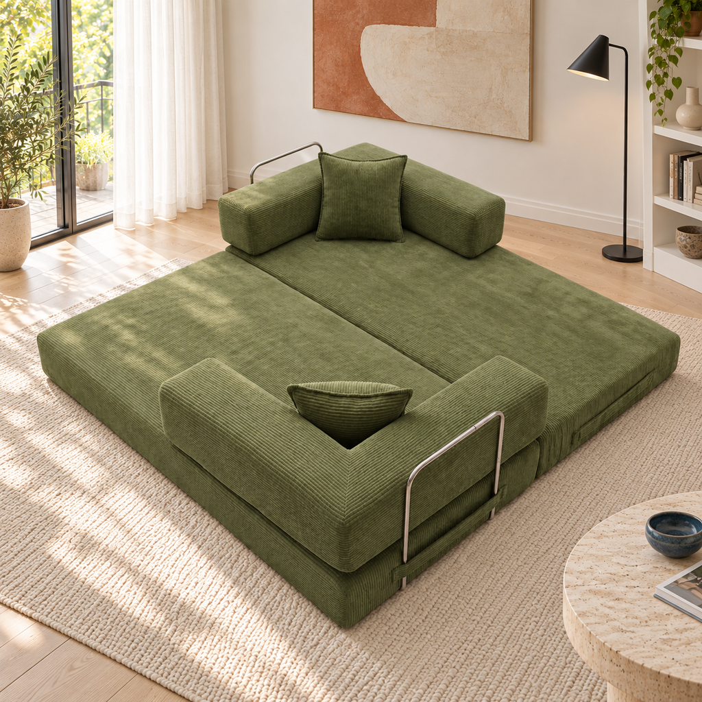 ELYROA One XL Corduroy Sofa Bed - Moss Green