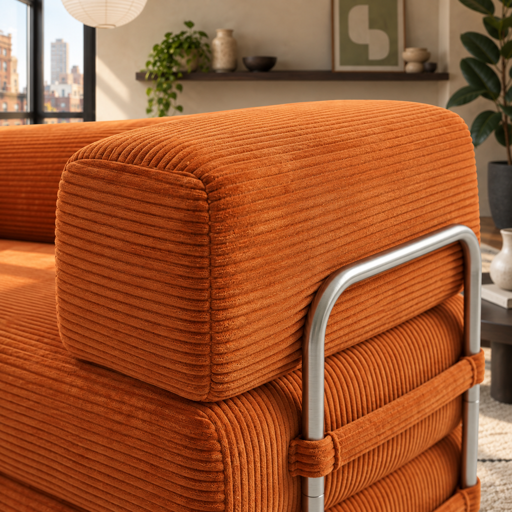 ELYROA One XL Corduroy Sofa Bed - Burnt Orange