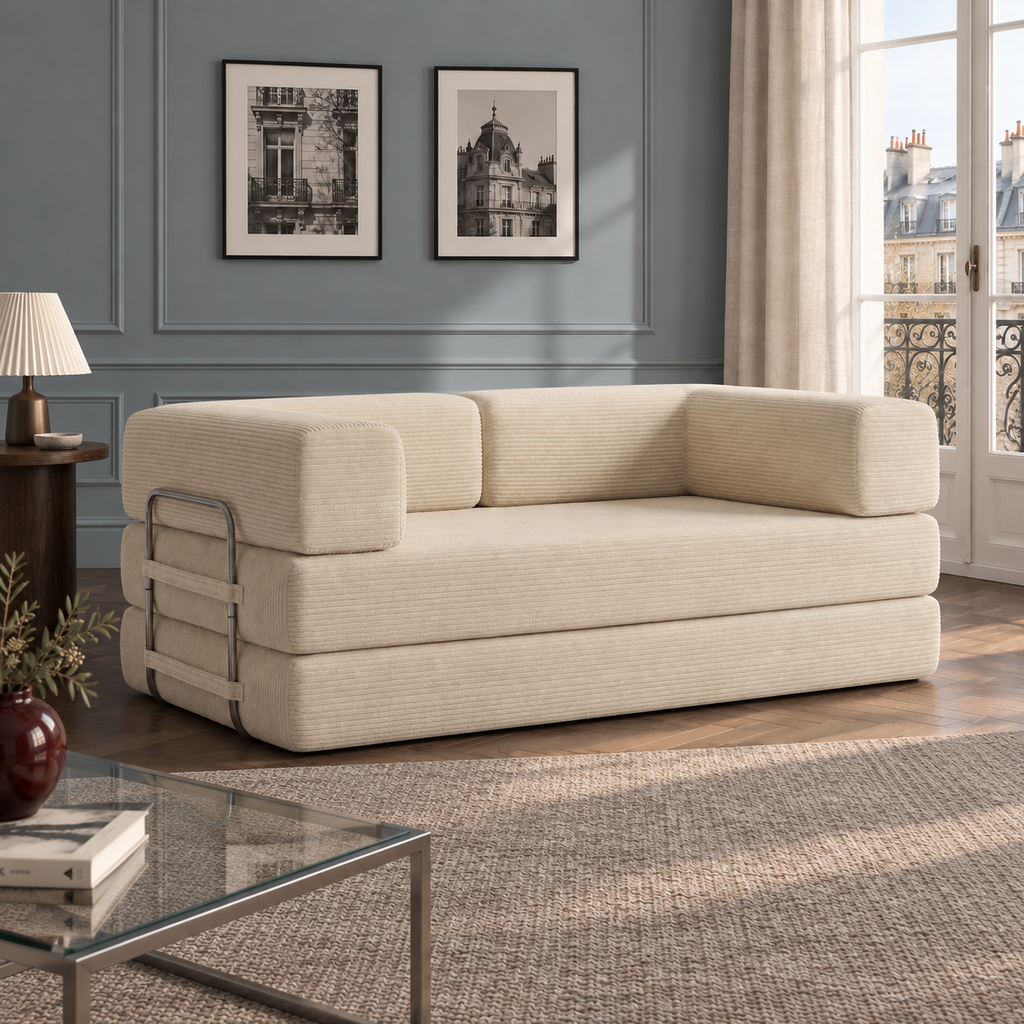 ELYROA One XL Corduroy Sofa Bed - Oat Cream
