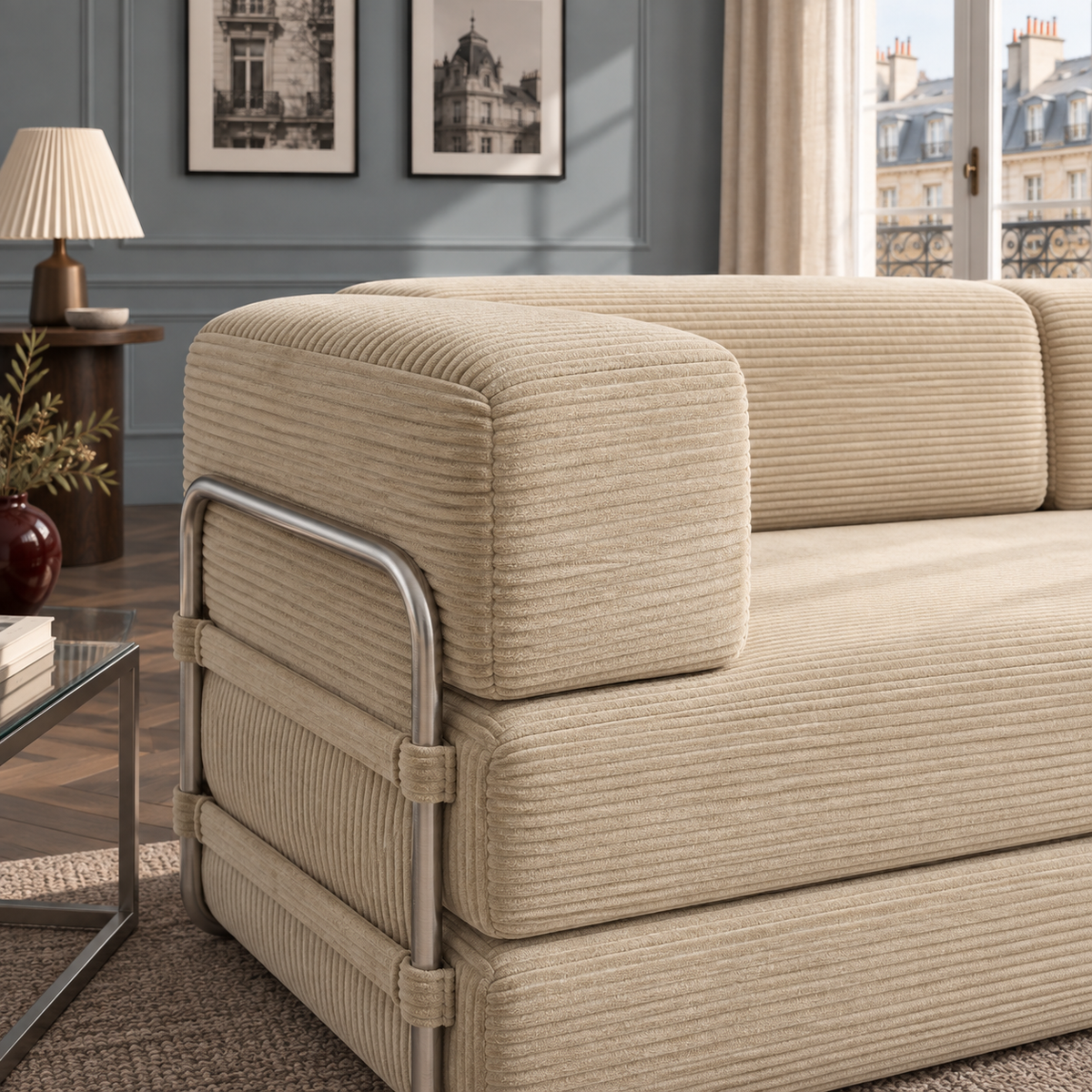 ELYROA One XL Corduroy Sofa Bed - Oat Cream