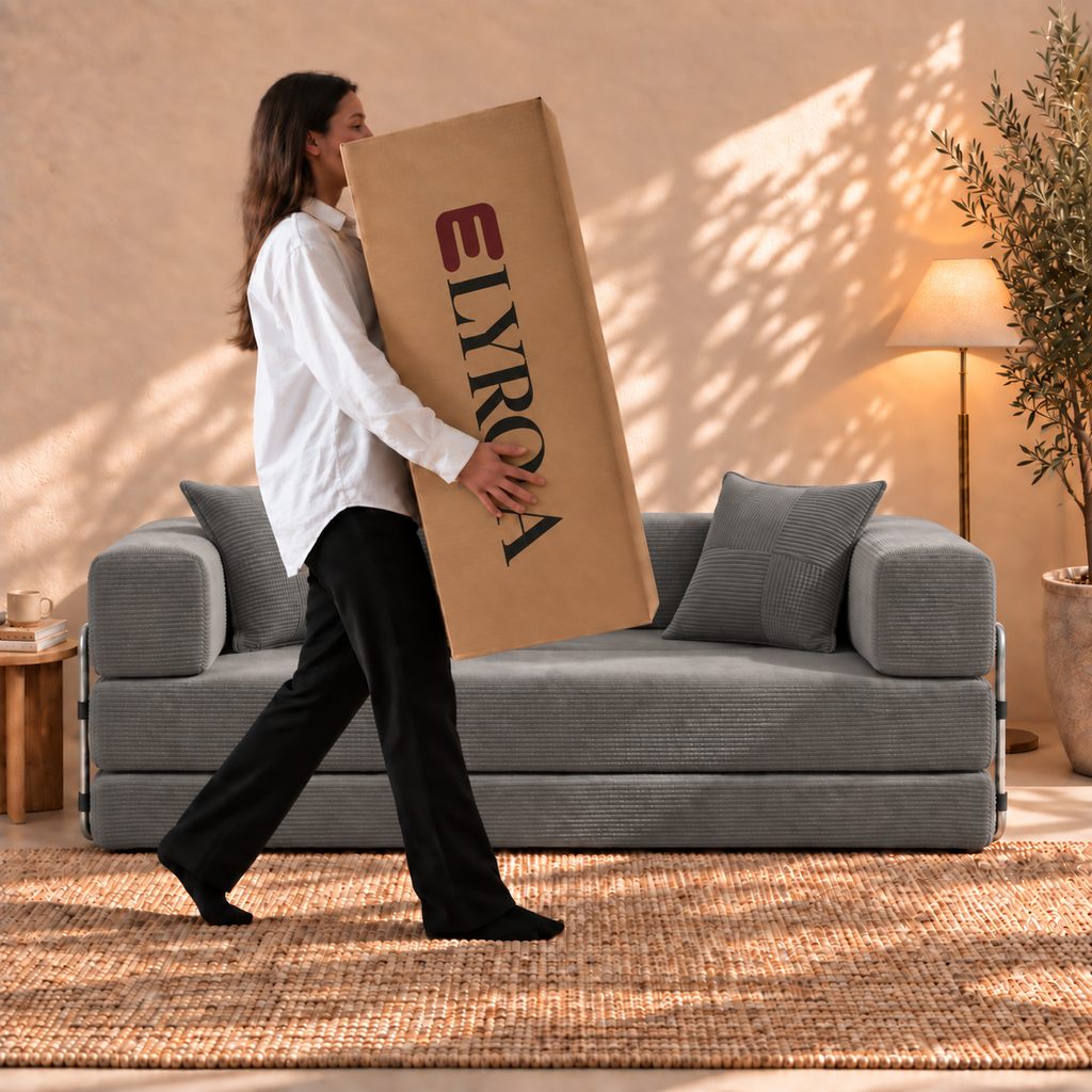 ELYROA One Corduroy Sofa Bed - Charcoal Grey
