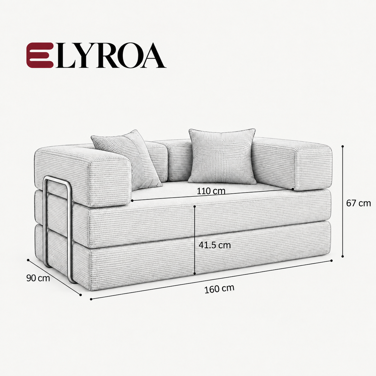 ELYROA One Corduroy Sofa Bed – Deep Cherry