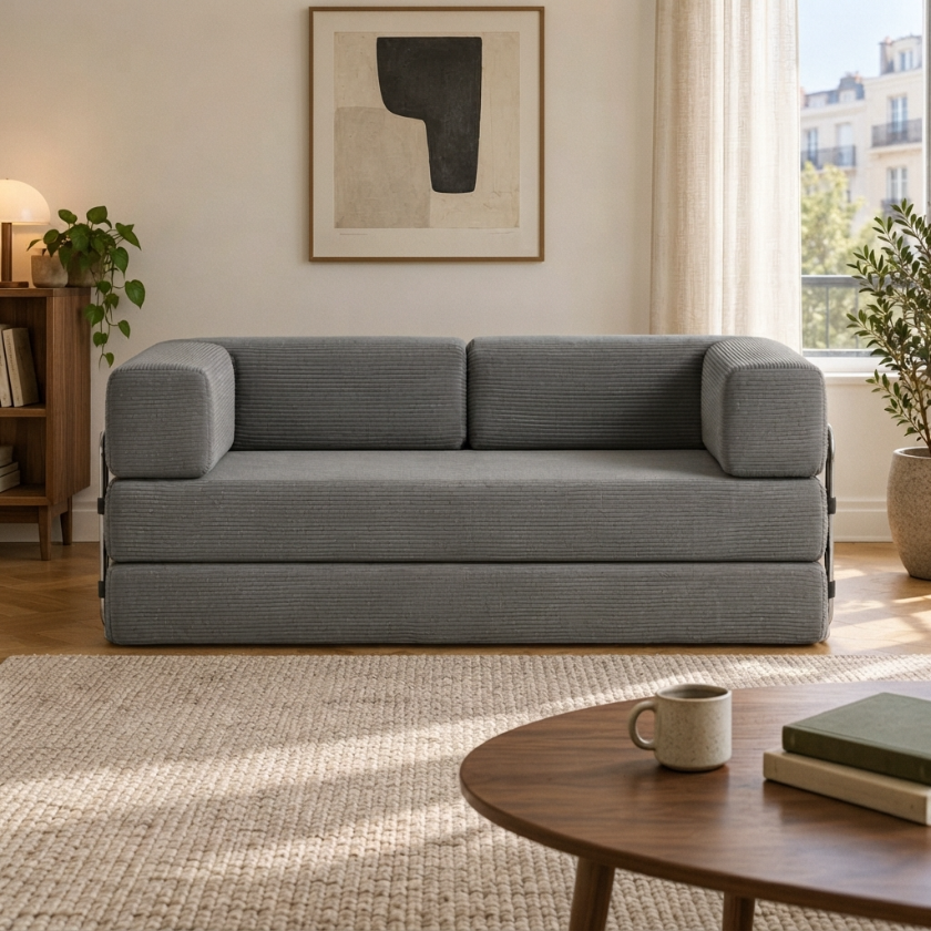 ELYROA One XL Corduroy Sofa Bed - Charcoal Grey