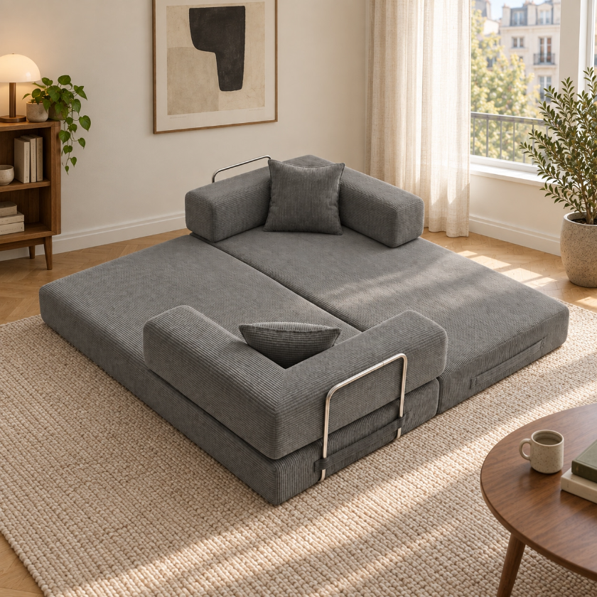 ELYROA One XL Corduroy Sofa Bed - Charcoal Grey