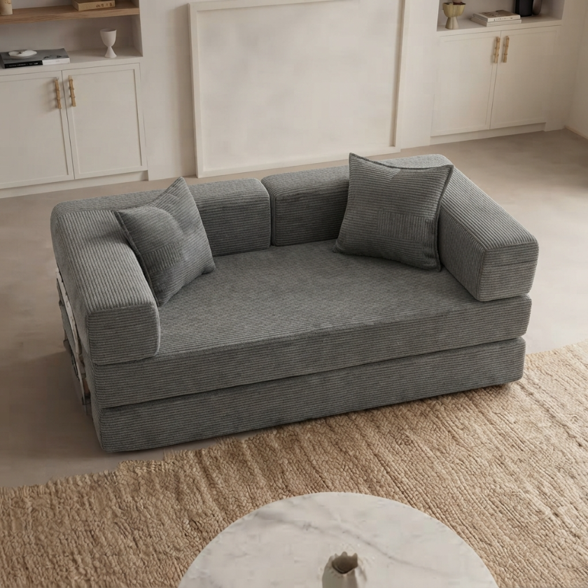 ELYROA One Corduroy Sofa Bed - Charcoal Grey