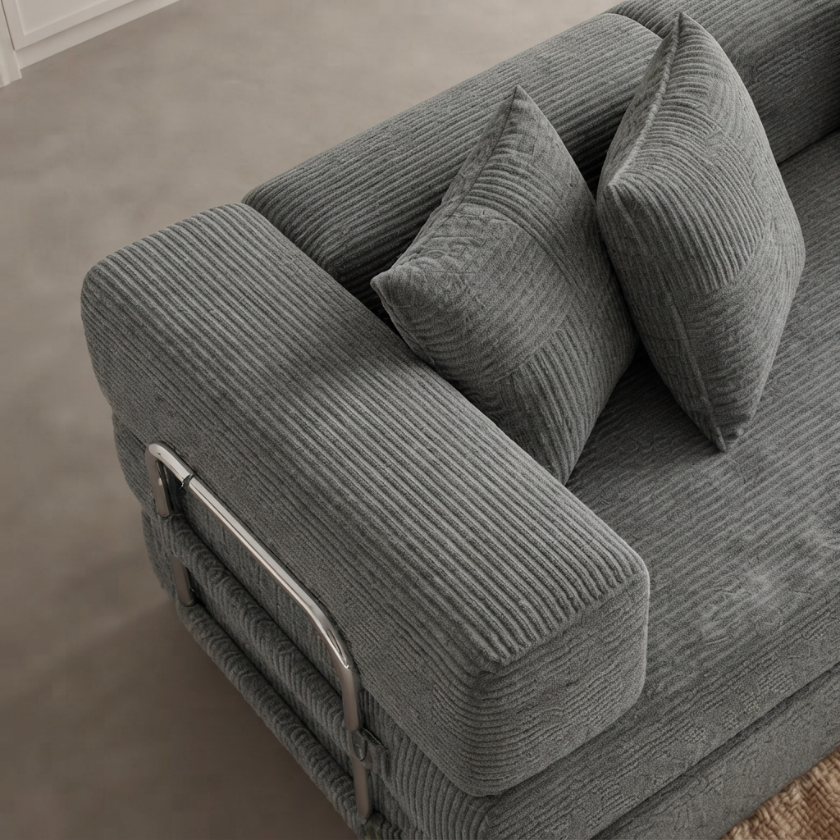 ELYROA One Corduroy Sofa Bed - Charcoal Grey