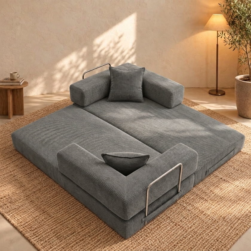 ELYROA One Corduroy Sofa Bed - Charcoal Grey
