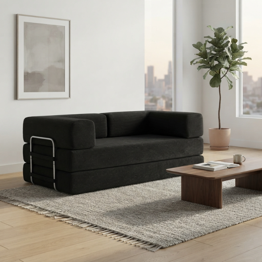 ELYROA One XL Corduroy Sofa Bed - Midnight Black