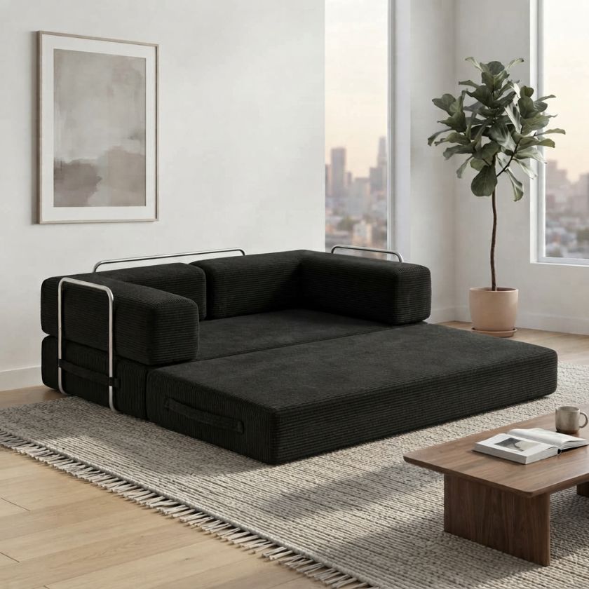 ELYROA One XL Corduroy Sofa Bed - Midnight Black