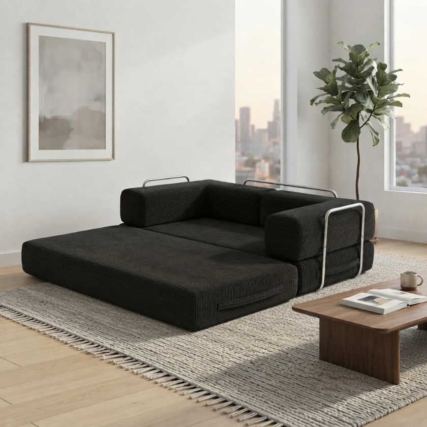 ELYROA One XL Corduroy Sofa Bed - Midnight Black