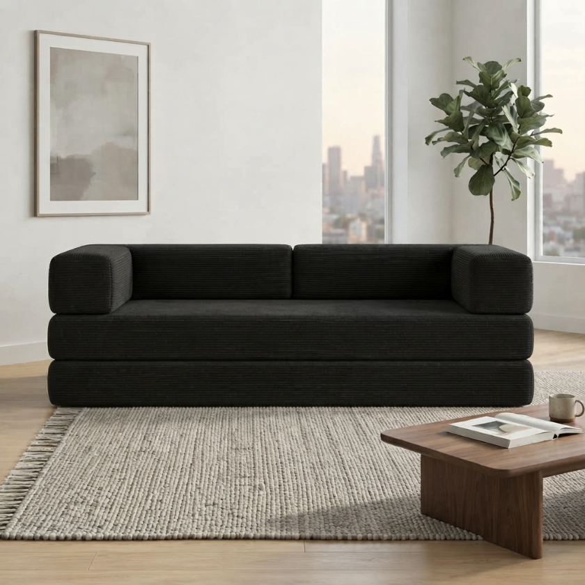 ELYROA One XL Corduroy Sofa Bed - Midnight Black