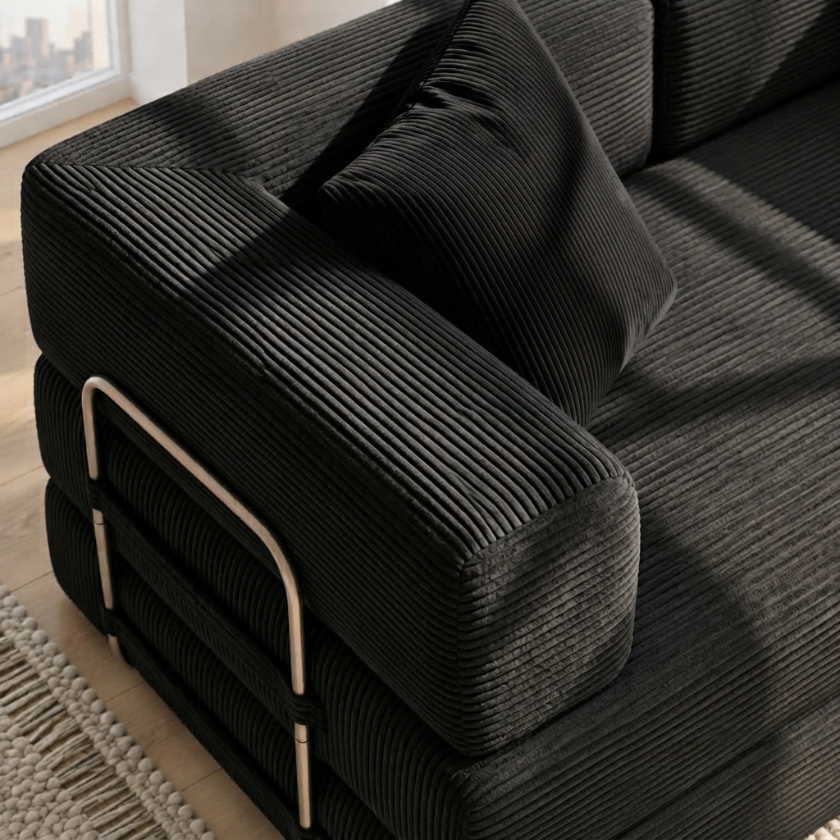 ELYROA One XL Corduroy Sofa Bed - Midnight Black