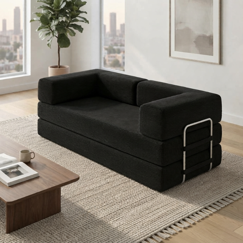 ELYROA One XL Corduroy Sofa Bed - Midnight Black