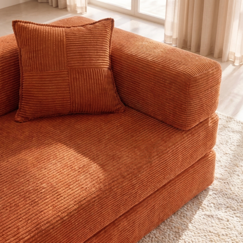 ELYROA One Corduroy Sofa Bed - Burnt Orange