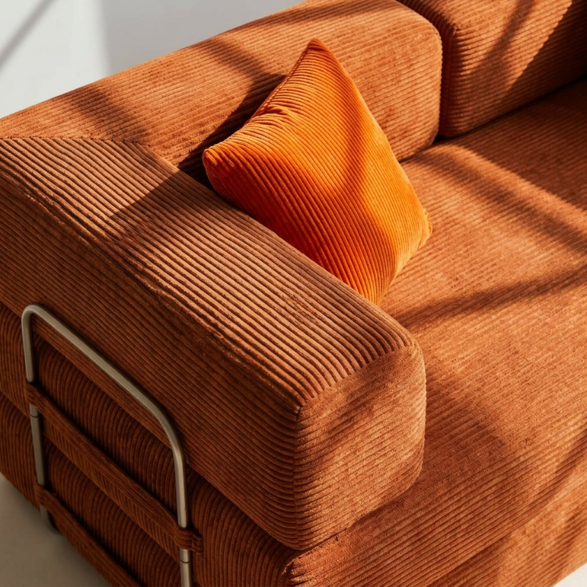 ELYROA One XL Corduroy Sofa Bed - Burnt Orange