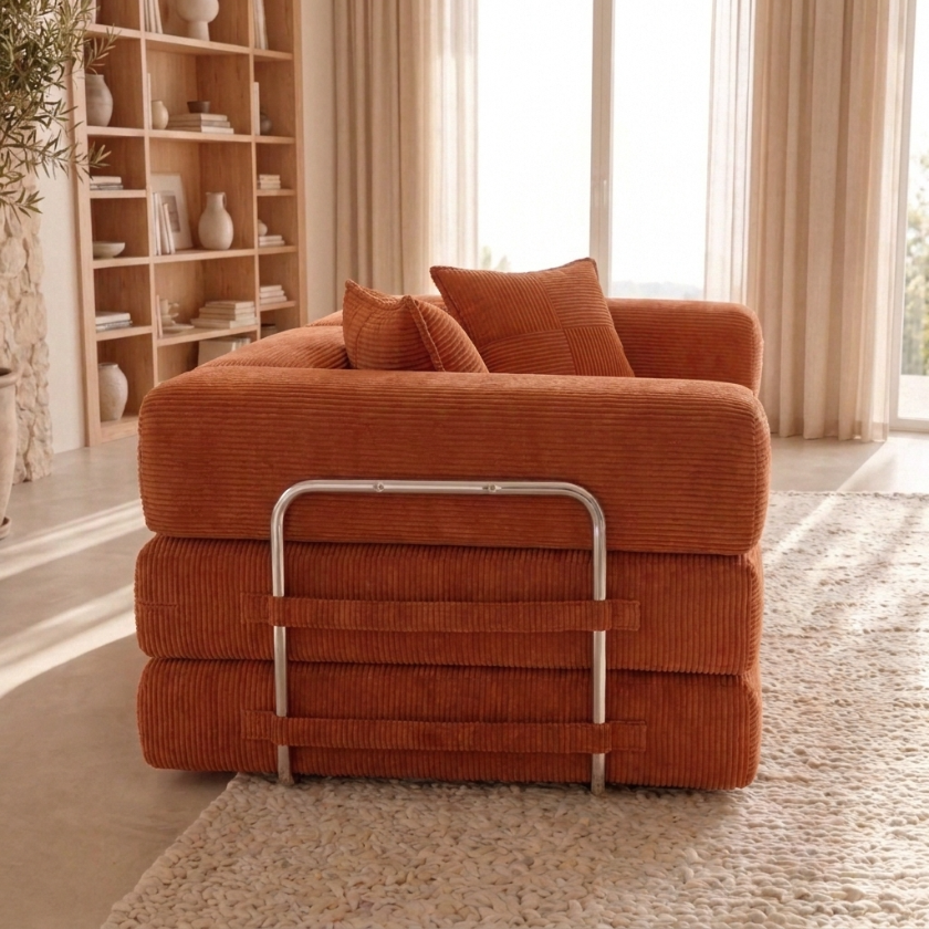 ELYROA One Corduroy Sofa Bed - Burnt Orange