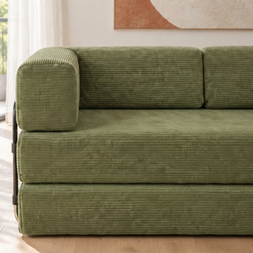 ELYROA One XL Corduroy Sofa Bed - Moss Green