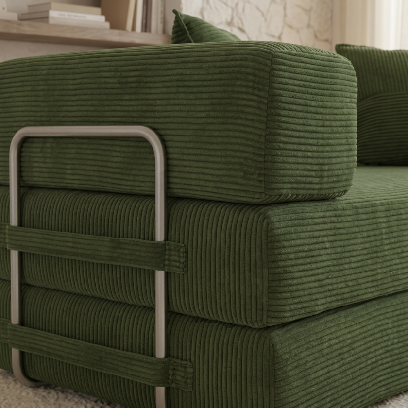 ELYROA One Corduroy Sofa Bed - Moss Green
